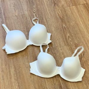 Victoria Secret White Bras (2), Size 34D